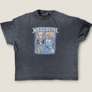 Megadeth Graphic T-Shirt ASOS Design Men's XL Black Acid Wash Heavy Metal 2020
